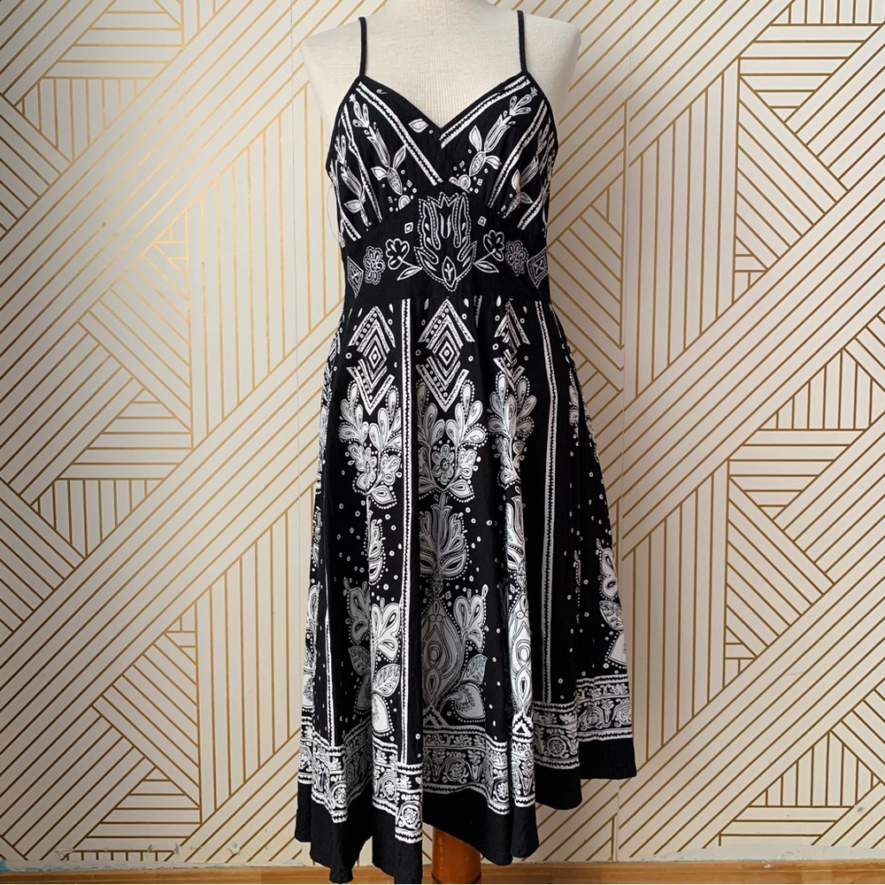 Magic 100% Cotton Pattern Y2K Midi Dress boho embroidered sundress festival M